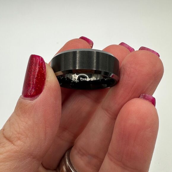 Men’s size 11 gunmetal black tungsten ring band - Picture 4 of 6
